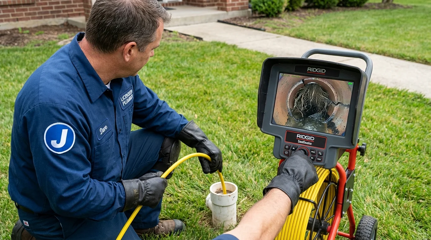 Sewer camera inspection being performed by Johns Plumbing LLC in Harrisburg
